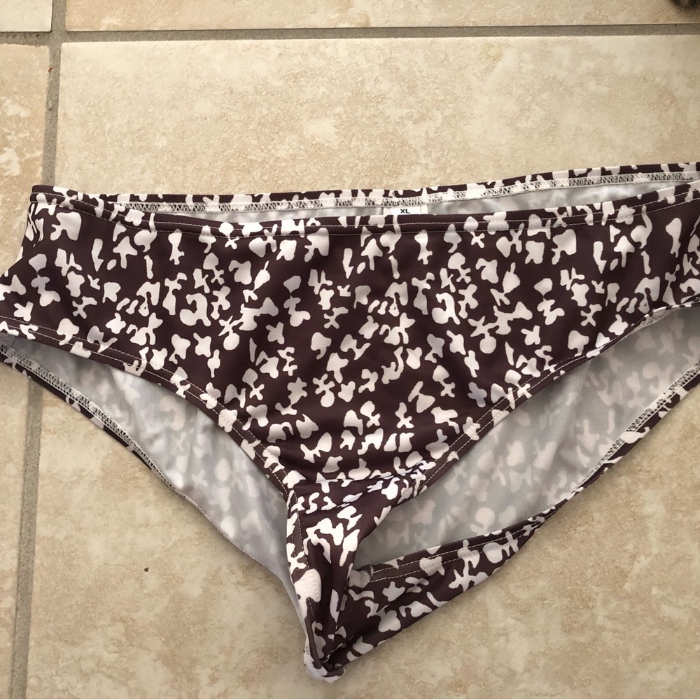 Brown & White Patterned Swim Bottoms